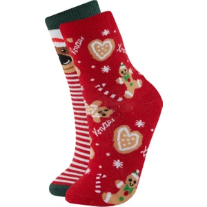 Kız Çocuk Yılbaşı Temalı 2'li Pamuklu Uzun Çorap B5362A8NS