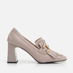 01AYH274810A450 Hakiki Deri Vizon Kadın Kalın Topuk