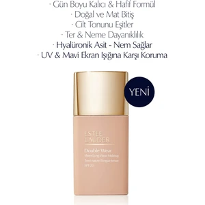 Estee Lauder Double Wear Sheer Işıltı ve Nem Etkili Hafif Dokulu Fondöten SPF20 - 30ml Renk:2C2 Pale Almond