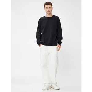 Basic Sweat Bisiklet Yaka Dikiş Detaylı Uzun Kollu