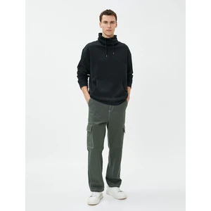 Oversize Sweatshirt Şal Yaka Kanguru Cepli Bağcıklı
