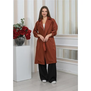Yeni Sezon Oversize Uzun Trençkot Kiremit