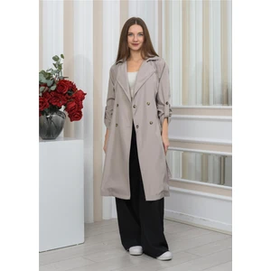Yeni Sezon Oversize Uzun Trençkot Taş
