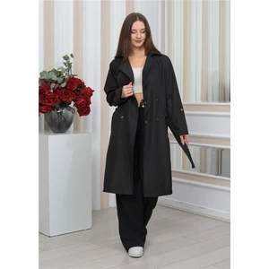 Yeni Sezon Oversize Uzun Trençkot Siyah