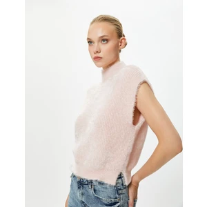 Peluş Süveter Dik Yaka Örgü