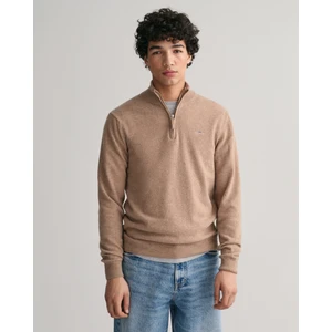 Erkek Bej Regular Fit Yarım Fermuarlı Kazak 87213.295