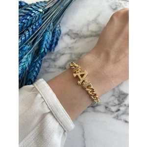 Kadın Bileklik Harf Kararmaz Zirkon Taş  Özel Kaplama Ayarlanabilir Bileklik