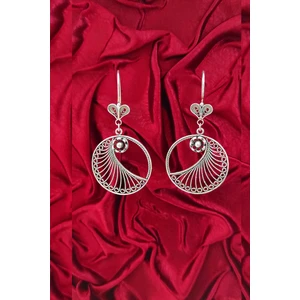 Telkari Halka Gümüş Küpe Oksitli Kadın Taşsız Küpe Modeli KUPE-103