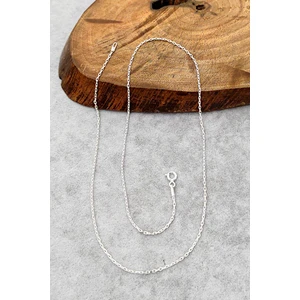 Beyaz Gümüş Zincir 50 cm İnce Gümüş Kolye Forse Zincir 925 Ayar ZNC-37