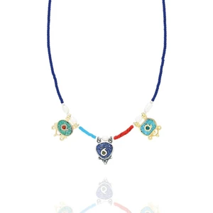 Mozaik İşlemeli Otantik Gümüş Kolye Taşlı Kadın Tasarım Kolye UC-366