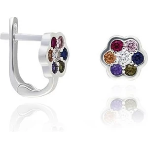 Renkli Taşlı Klipsli Çocuk Gümüş Küpe Kız Çocuk Küpesi 925 Ayar KUPE-425