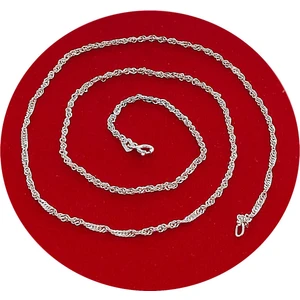 Beyaz Burgu Model Singapur Gümüş Zincir 50 cm Kolye Zinciri 925 Ayar Gümüş ZNC-28