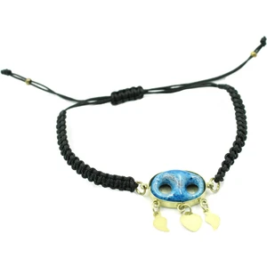 Midyat Nazar Boncuğu İpli Bileklik Altın Rengi Gümüş Bileklik 925 Ayar Blk-231