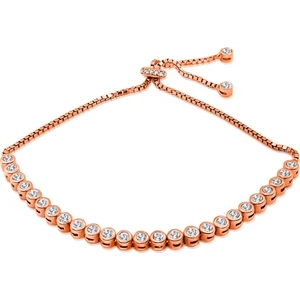 Gümüş Su Yolu Bileklik Zirkon Taşlı Rose Rengi Kadın Gümüş Bileklik Blk-235