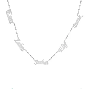 İsimli Gümüş Kolye Aile Boyu Kişiye Özel İsimli Kolye 5 İsimli Kadın Kolyesi ISM-17