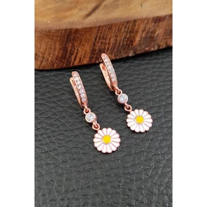 Papatya Modeli Gümüş Küpe Taşlı Rose Kadın Küpesi KUPE-381