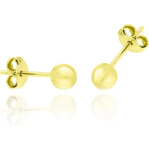 Gold Renk Gümüş Top Küpe Küçük Toplu Modeli Küpe 925 Ayar KUPE-467