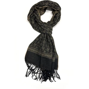 Siyah - Bej Motif Desen Erkek Kaşkol K517