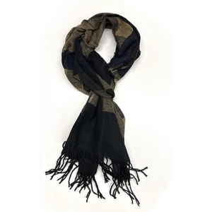 Siyah - Bej Ekose Desen Erkek Kaşkol K504