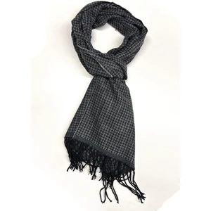 Gri - Siyah Küçük Desen Erkek Kaşkol K498