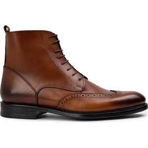 Hakiki Deri Taba Rengi Fermuarlı Erkek Bot - 01973MTBAC01