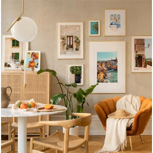 8 Parça Ahşap Çerçeve Görünümlü Mdf Tablo Seti