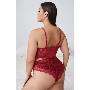 Fancy&dancy Kadın Dantel Battal Boy Iç Çamaşır Takımı - Büyük Beden Sütyen ve Külot Takımı - 6100