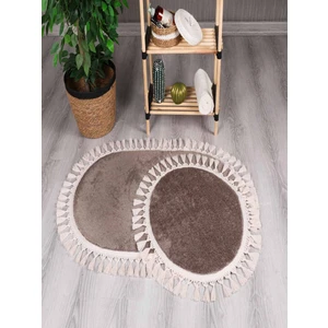 My Evilla Modern Simirna Dekoratif  Peluş Oval Ponpon Saçaklı Klozet Takımı