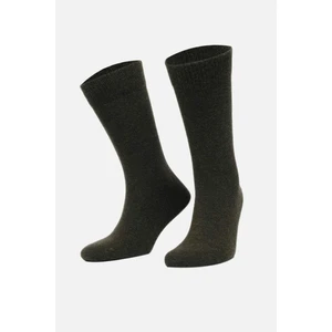 Erkek Lambswool (Koyun Yünü) Tekli Haki Soket Çorap - A-25070-H
