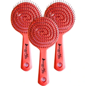 Üç Boyutlu Oval Saç Fırçası Pembe x 3 Adet