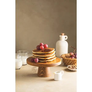 Justwood Mini 20 cm Ahşap Ayaklı Yuvarlak Pasta Kurabiye Sunum Servis Tabağı