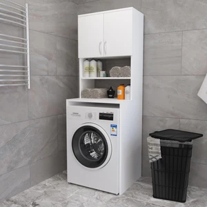 Tulip Life Çok Amaçlı Çamaşır Makinesi Dolabı 3 Raflı Kapaklı Beyaz Dolap, Tlpçmd2