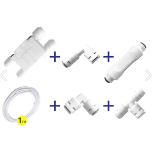 Su Arıtma Bağlantı ve Yedek Barça  1metre Hortum 1.adet Tee 7.adet Deresek 1.adet Shut Off 1.adet Flow 1.adet Check Valve 1