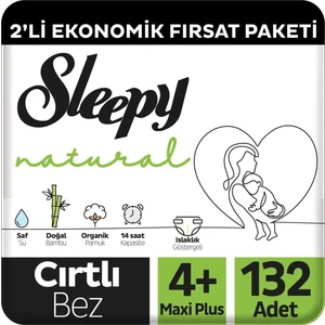 Natural 2'li Ekonomik Fırsat Paketi Bebek Bezi 4+ Numara Maxi Plus 132 Adet