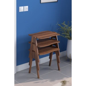 Bayrak Zigon Sehpa Seti Ceviz Gövde Ceviz Ayak