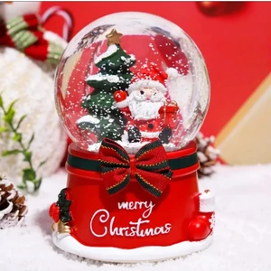 Star Global Işıklı Müzikli Kar Küresi Noel Baba Merry Crs. Yeni Yıl 2024 Tasarımlı 13 cm Büyük Boy Kar Küresi