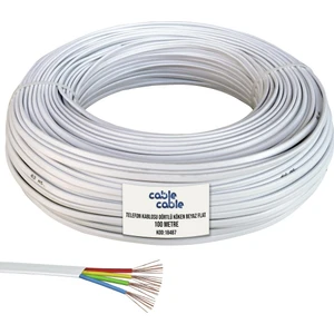 Telefon Kablosu Dörtlü Köken Beyaz Flat 100 mt Cablecable