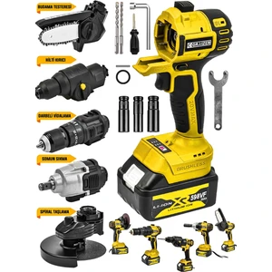 Alman 598 Vf 20 Ah 5'li Set Taşlama Somun Sıkma Hilti Dal Budama Akülü Vidalama  Darbeli Matkap