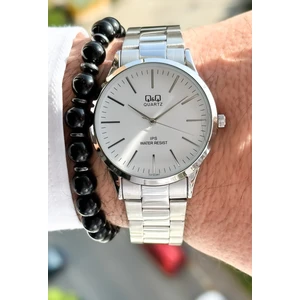 Marka Çelik Kordon, Su Geçirmez, 2 Yıl Garantili Gümüş Renk Erkek Kol Saati+Bileklik