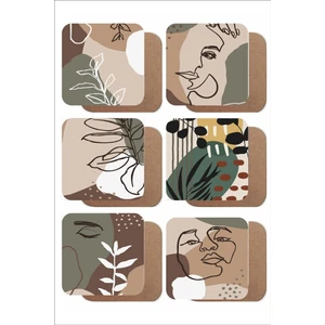 Boho Temalı 6'lı Ahşap Bardak Altlığı Seti