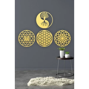 Yaşam Çiçeği, Sri Yantra, Torus ve Yin Yang 4'lü Set Duvar Tablosu