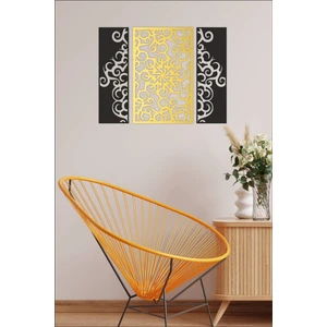 3 Lü Gold/siyah Dekoratif Tablo