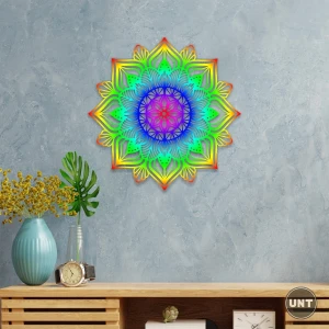 Renkli Mandala Duvar Dekoru-Süsü, Ahşap Dekoratif Tablo