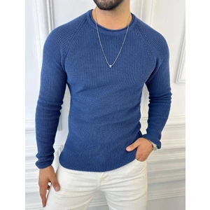 Elku Moda Kazak Slim Fit Natural Pamuk Örme Triko Tüylenmeyen Dar Kesim Kazak