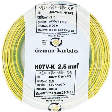 Öznur Kablo 2,5 Nyaf Hf Sarı Yeşil Fiyatı - Taksit Seçenekleri