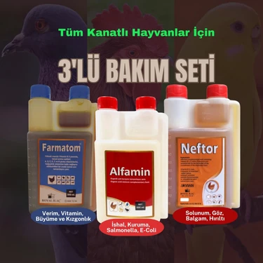 Munich Vet 500 ml Kanatlı Hayvanlar İçin Üçlü Bakım Seti Farmatom Neftor Alfamin 3