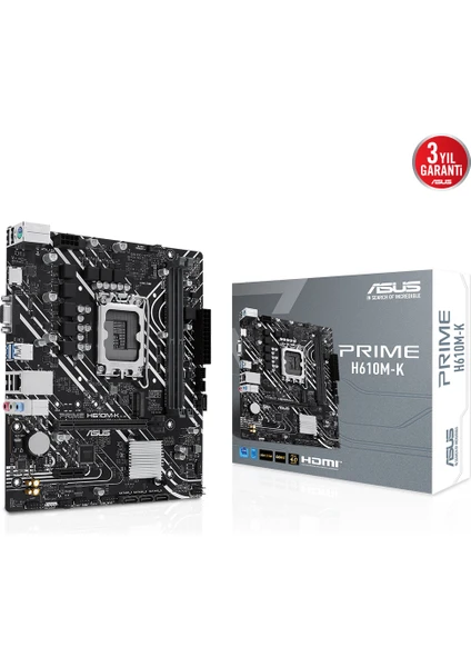 Prıme H610M-K Intel H610 Lga1700 Ddr5 5600 Hdmı Vga M2 Usb3.2 Matx (Prıme H610M-K) Anakart