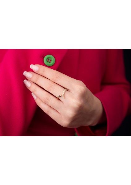 Pembe Gözlü Yılan Yüzük Kadın 14 Ayar Altın modelleri