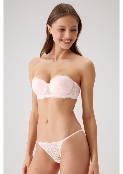 4032 Kadın Balenli Straplez Destekli Sütyen Takım