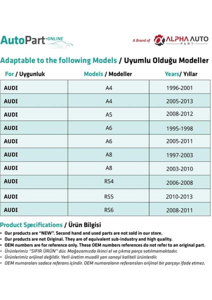 Audi A4,rs4,a5,a6,a8 Için Bagaj Kilit Dişlisi